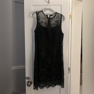 Nanette Lepore Black Floral Lace Midi Dress